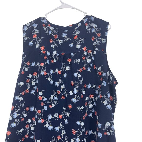 Croft & Barrow Womens 2X Sleeveless Floral Tunic Top Polyester Navy Red Blue - Picture 9 of 13